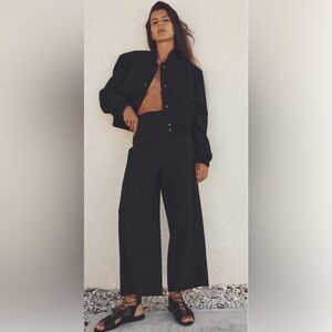 ZARA cropped jacket with buttons & high waisted culottes